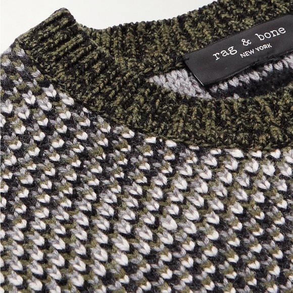 RAG & BONE Men's Wool Reversible Birdseye Wool Sweater Black Multi M New - Picture 11 of 14